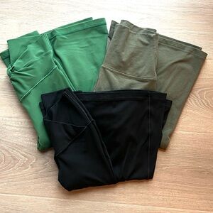 **3 PACK** Aerie FLARE leggings. Green & black, sz XS